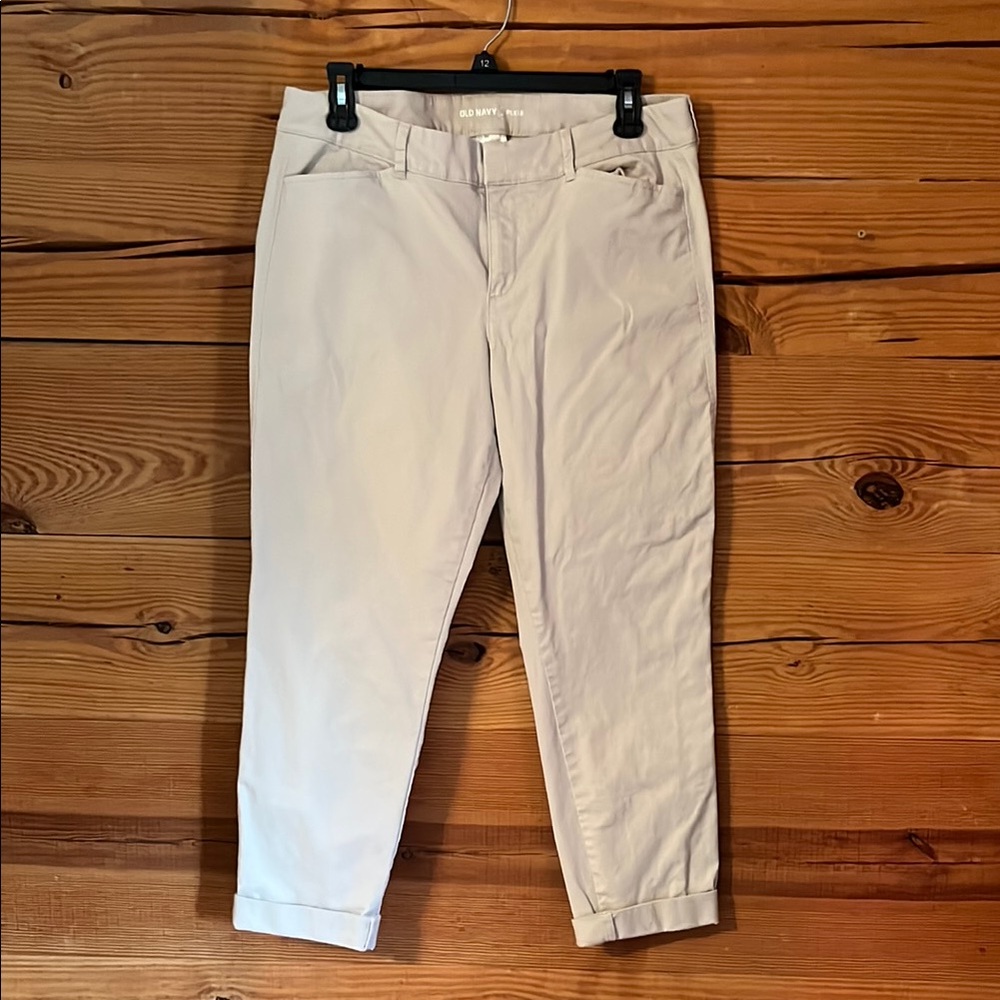 Old Navy Tan Ankle Cropped Pants Cotton-Blend
